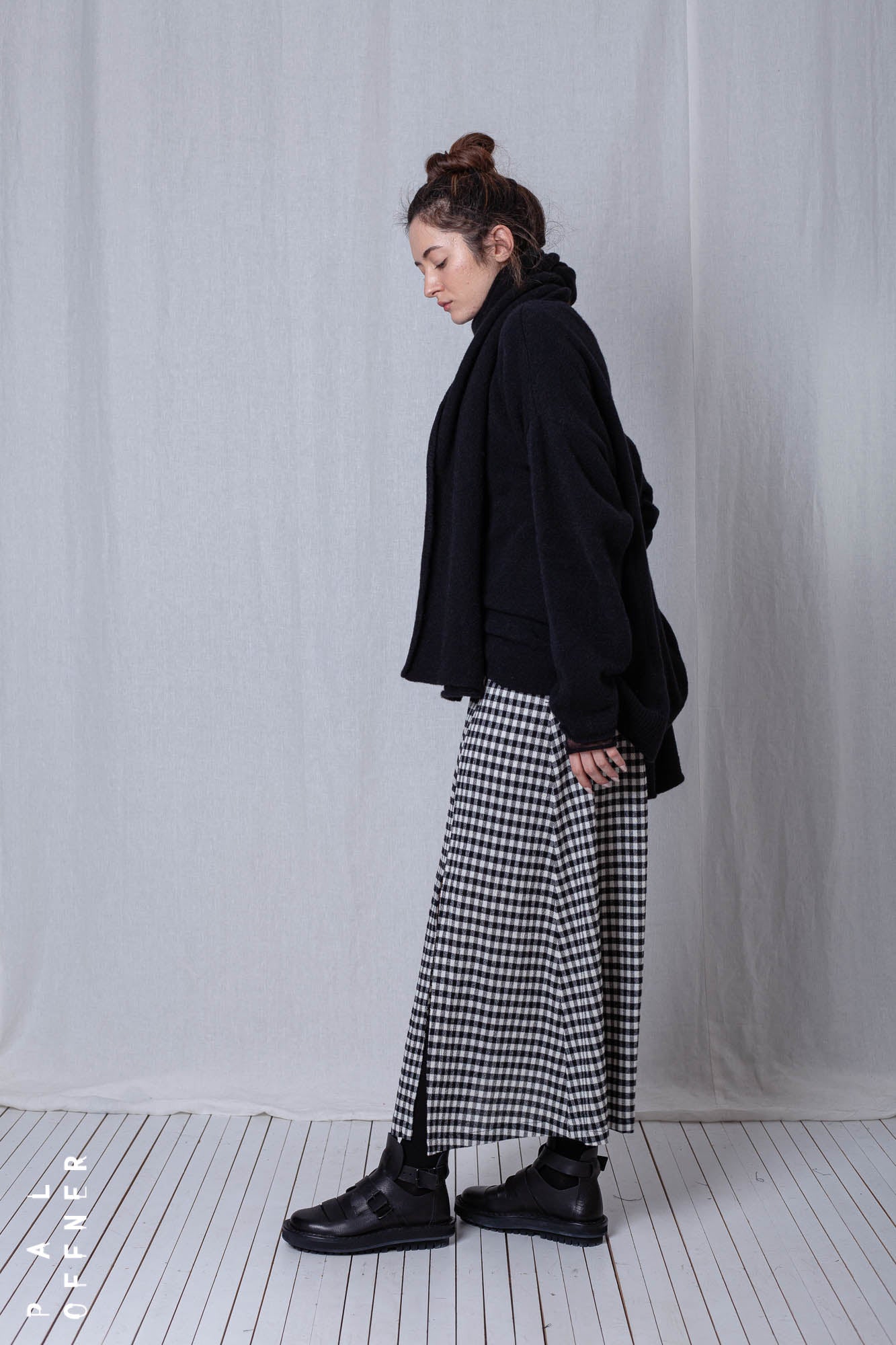 Skirt_Checked Cotton Mix