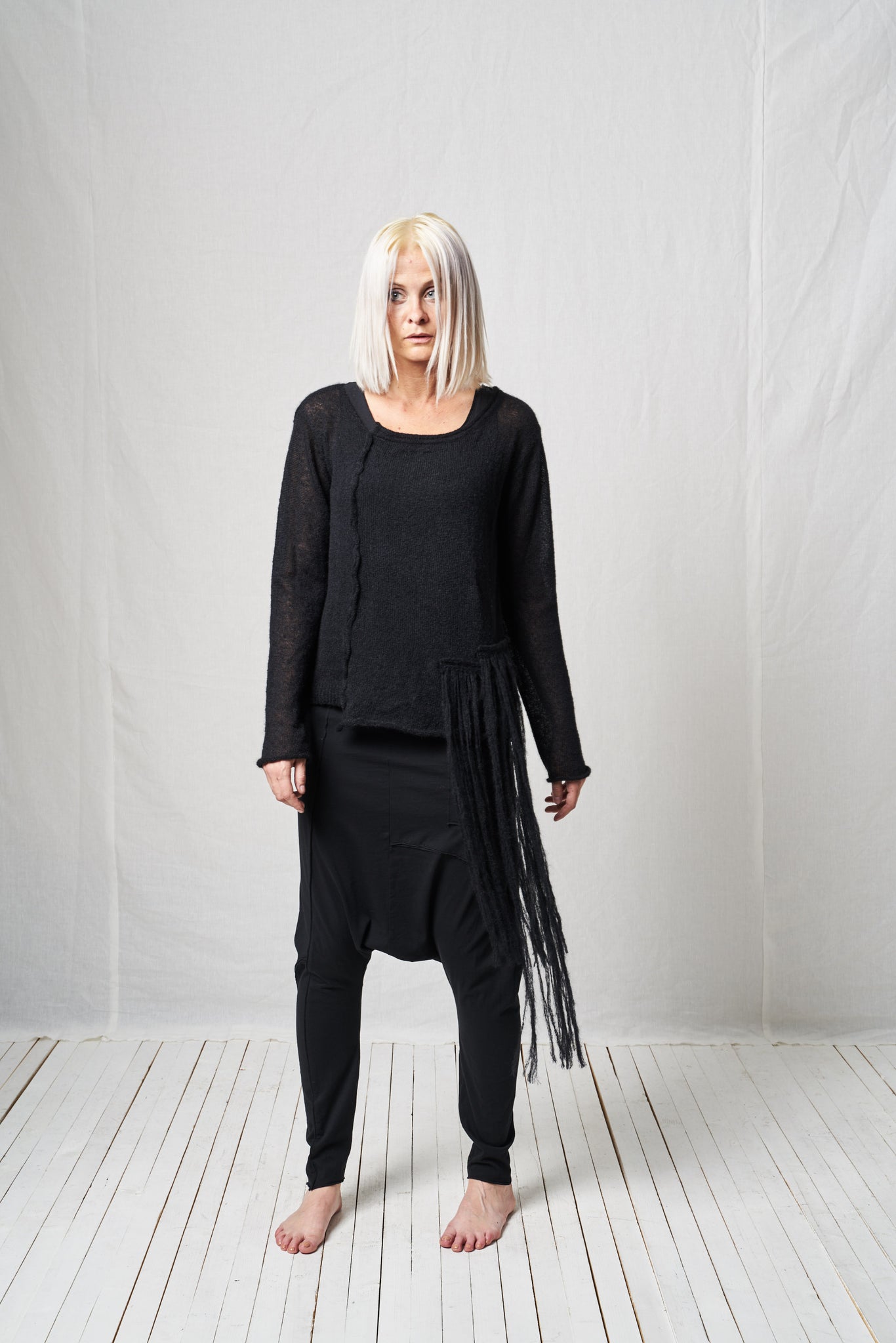Slim Fringes Pullover_Light Mohair Alpaca Knit