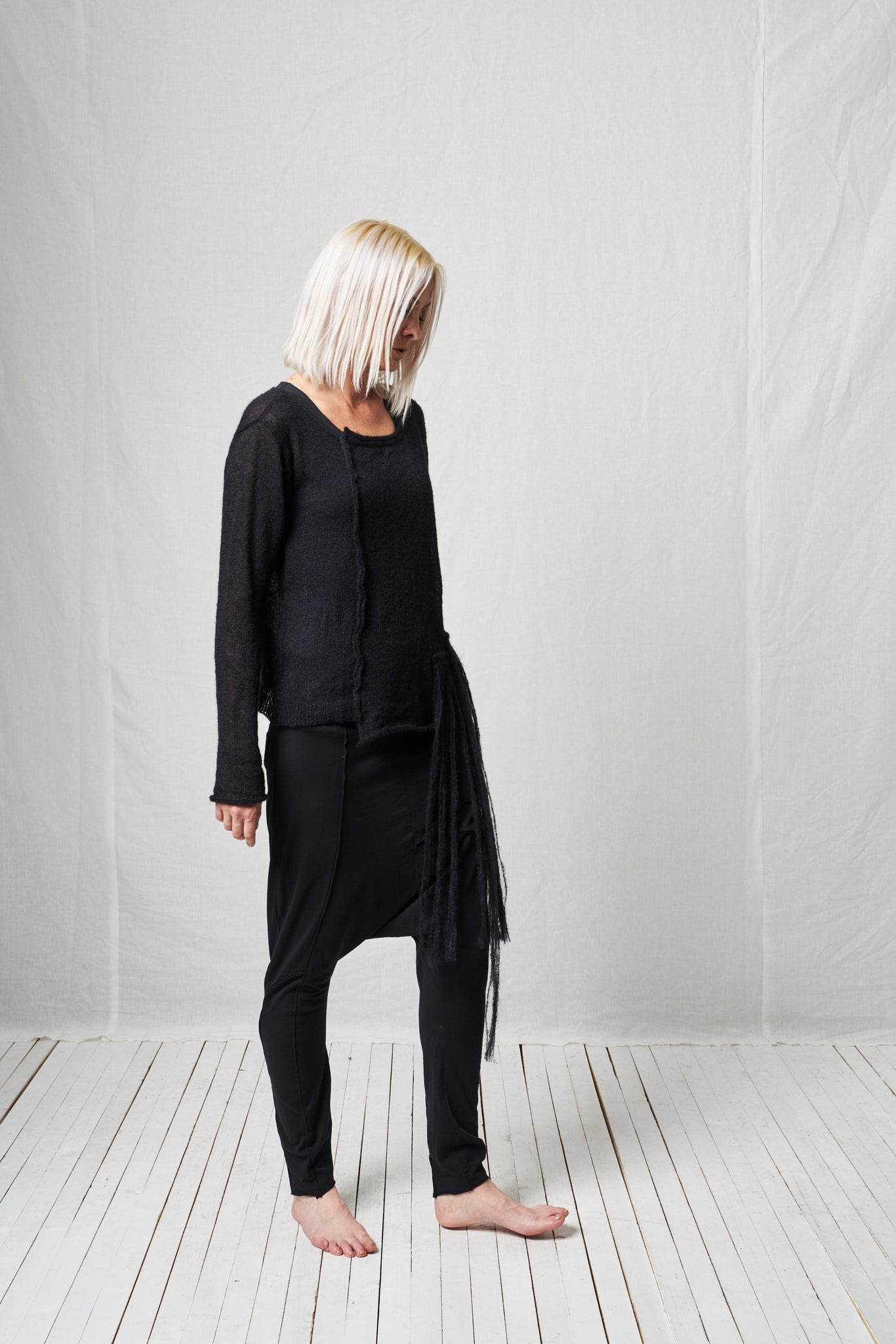 Slim Fringes Pullover_Light Mohair Alpaca Knit