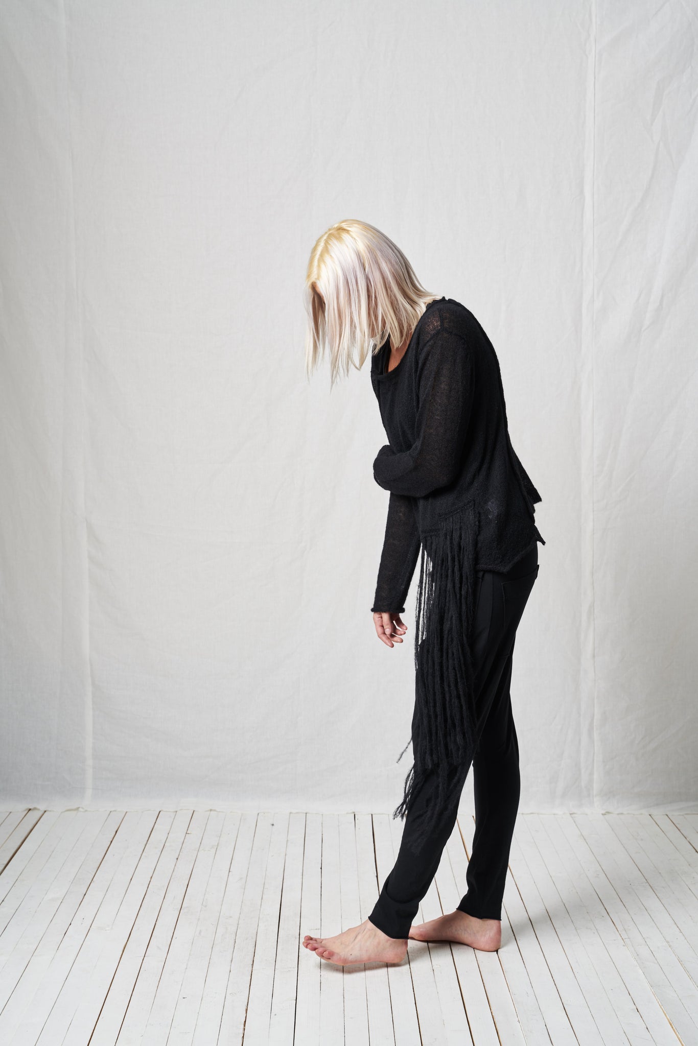 Slim Fringes Pullover_Light Mohair Alpaca Knit