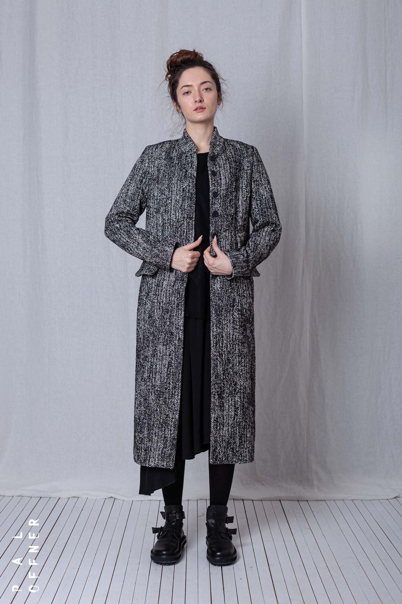 Straight Coat_Herringbone Cotton Mix