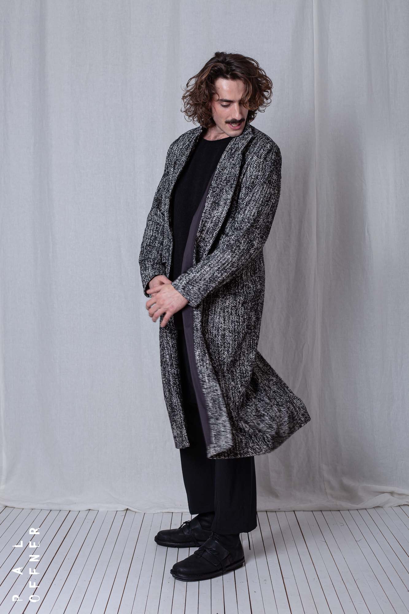 Straight Coat_Herringbone Cotton Mix