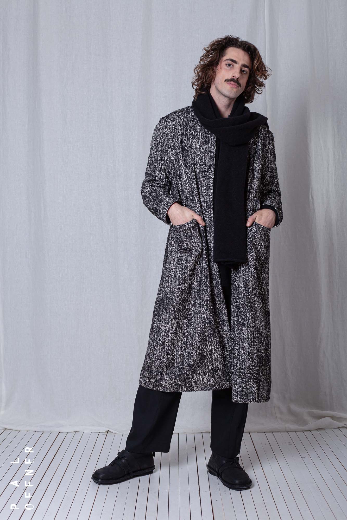 Straight Coat_Herringbone Cotton Mix