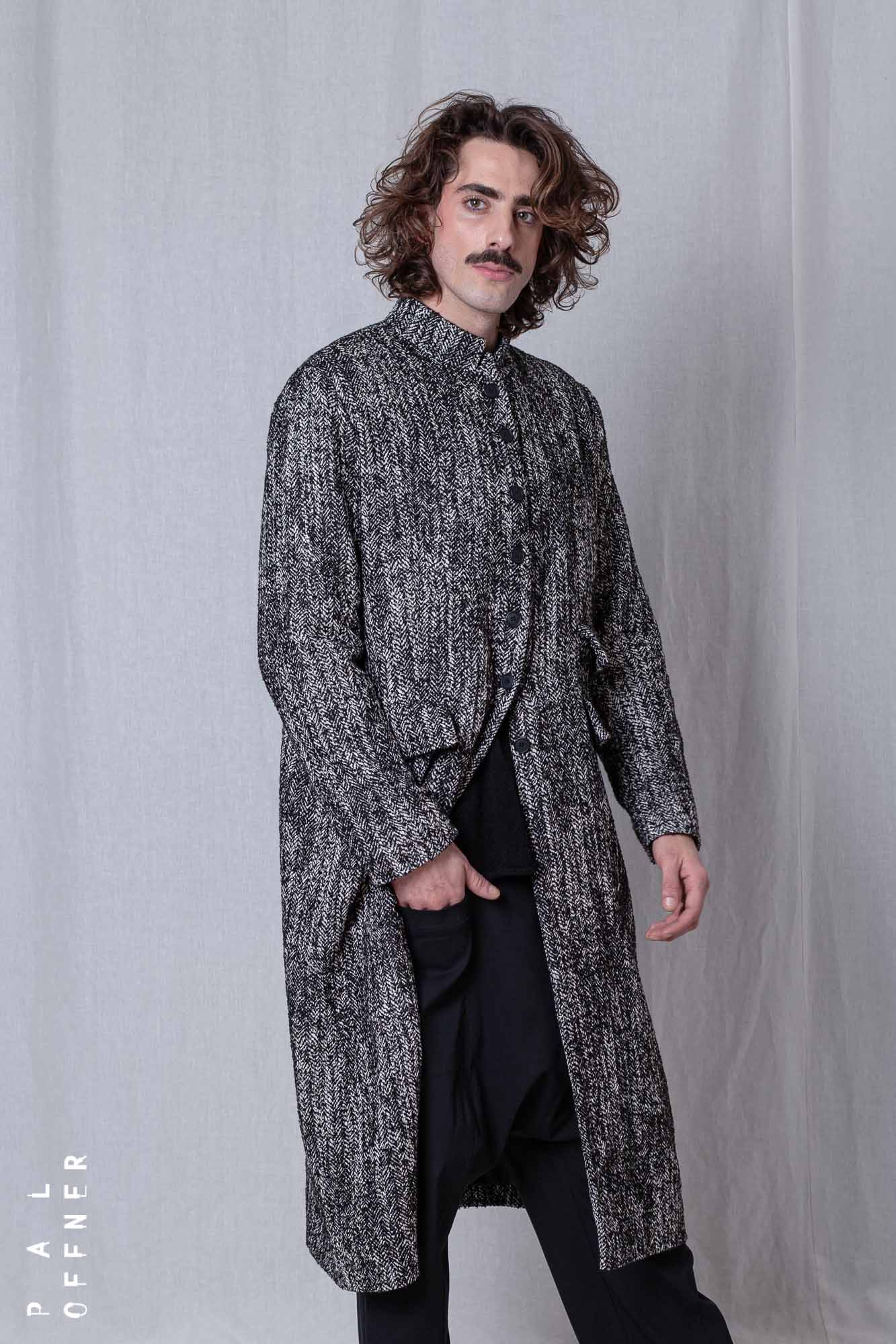 Straight Coat_Herringbone Cotton Mix