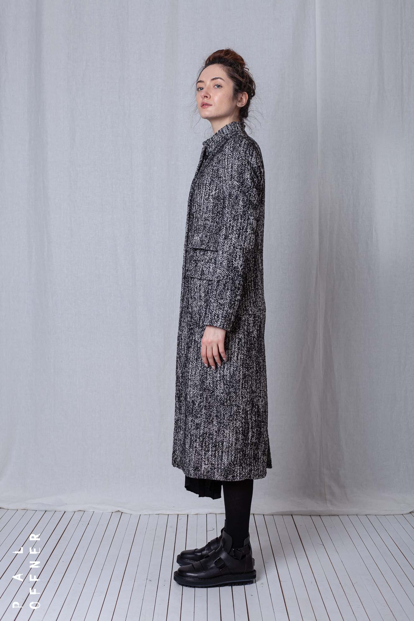 Straight Coat_Herringbone Cotton Mix