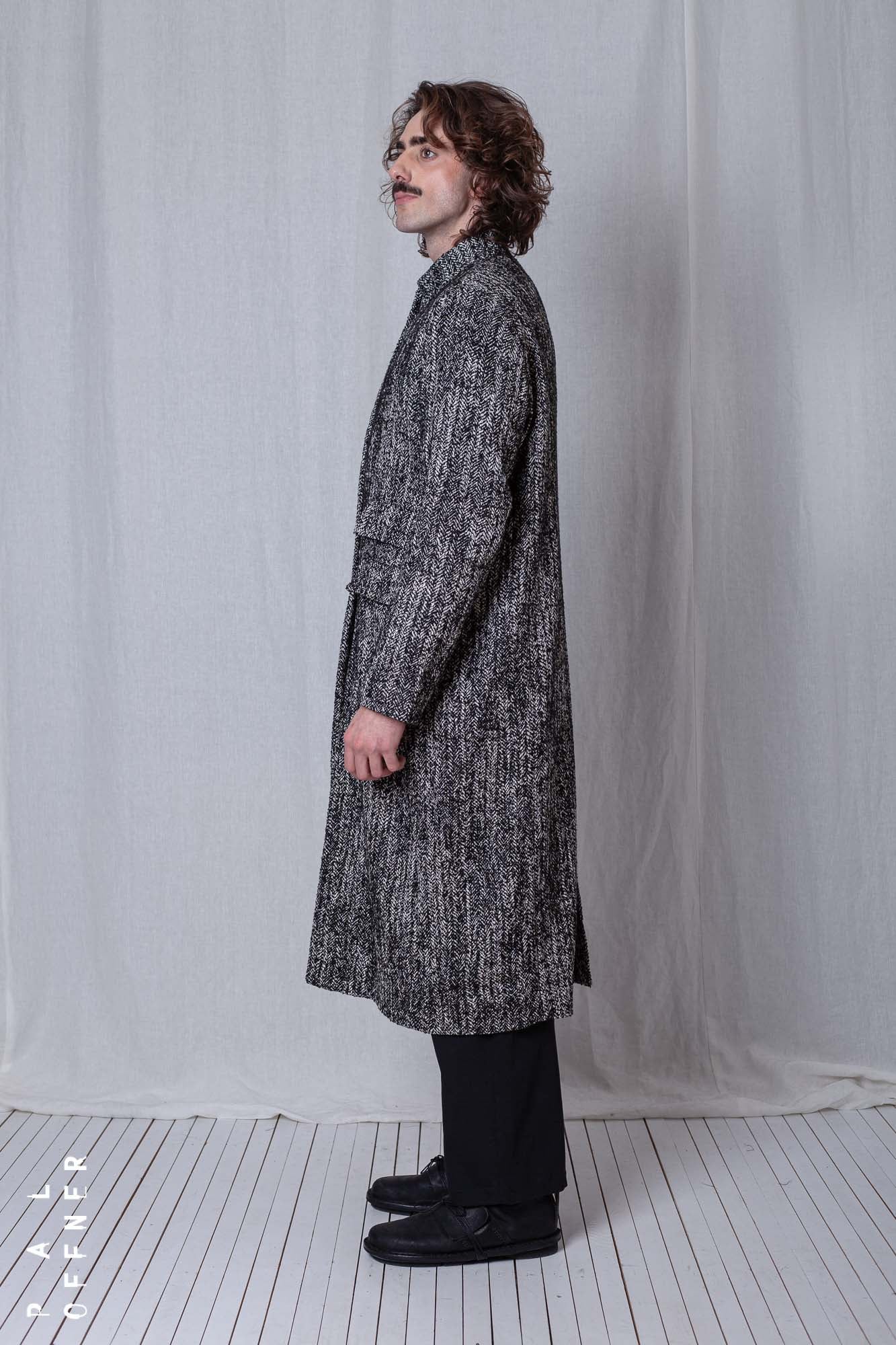 Straight Coat_Herringbone Cotton Mix