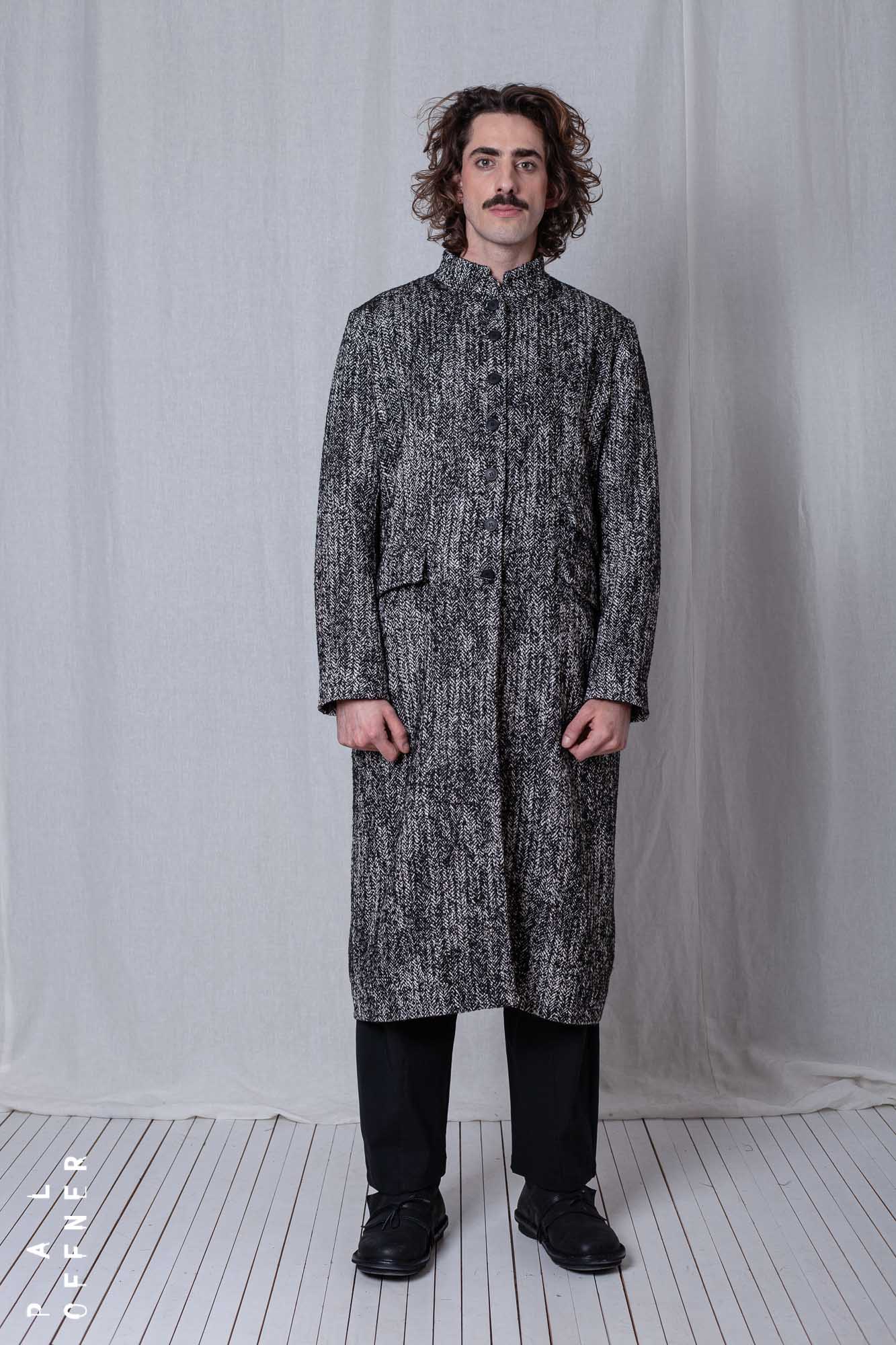 Straight Coat_Herringbone Cotton Mix