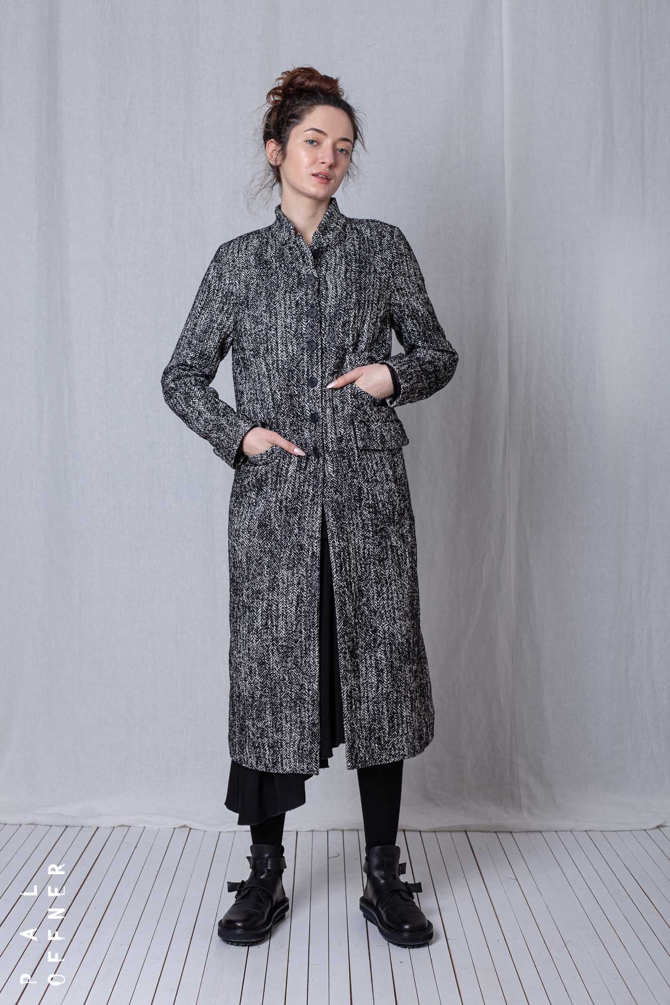 Straight Coat_Herringbone Cotton Mix