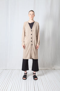 Straight Long Cardigan_Cotton Knit