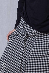 Wide Trousers_Checked Cotton Mix