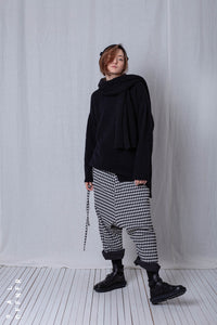 Wide Trousers_Checked Cotton Mix
