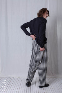 Wide Trousers_Checked Cotton Mix