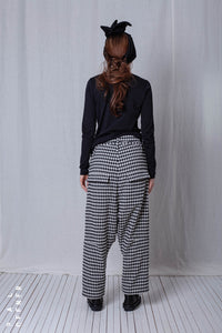 Wide Trousers_Checked Cotton Mix