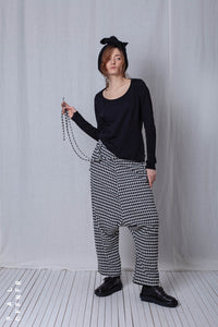 Wide Trousers_Checked Cotton Mix